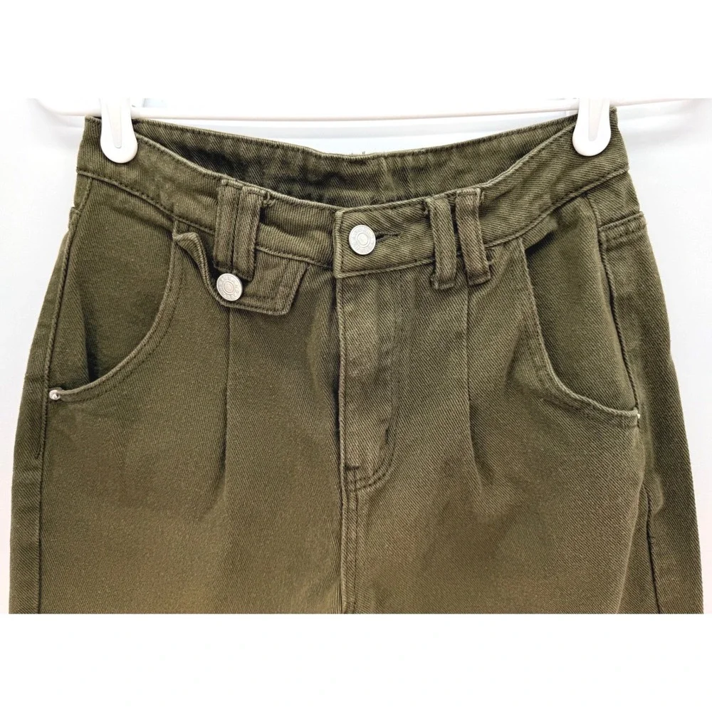 Dazy Olive Green Cotton High Rise Tapered Mom Jeans Sz M Utility Gorpcore‎ Y2K